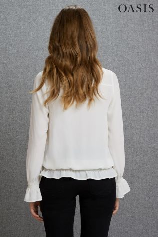 Ivory Oasis Small Button Pussybow Blouse